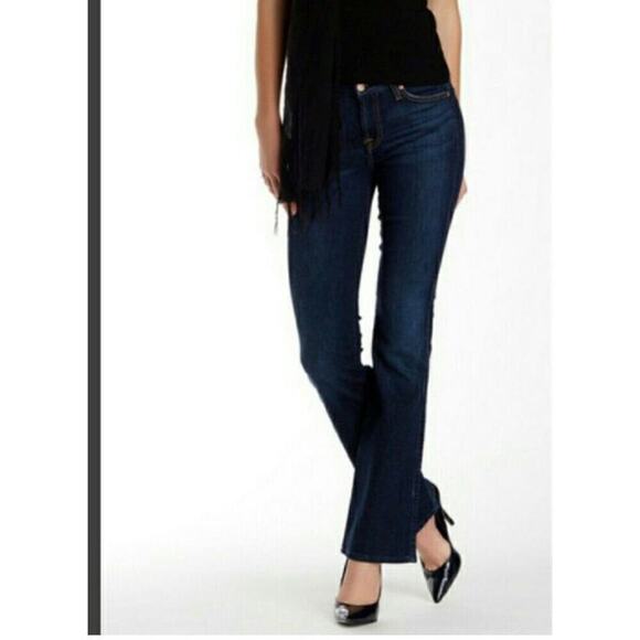 7 For All‎ Mankind Womens Blue 5 Pocket Short Inseam Karah Bootcut Jeans Size 26 - Picture 1 of 11